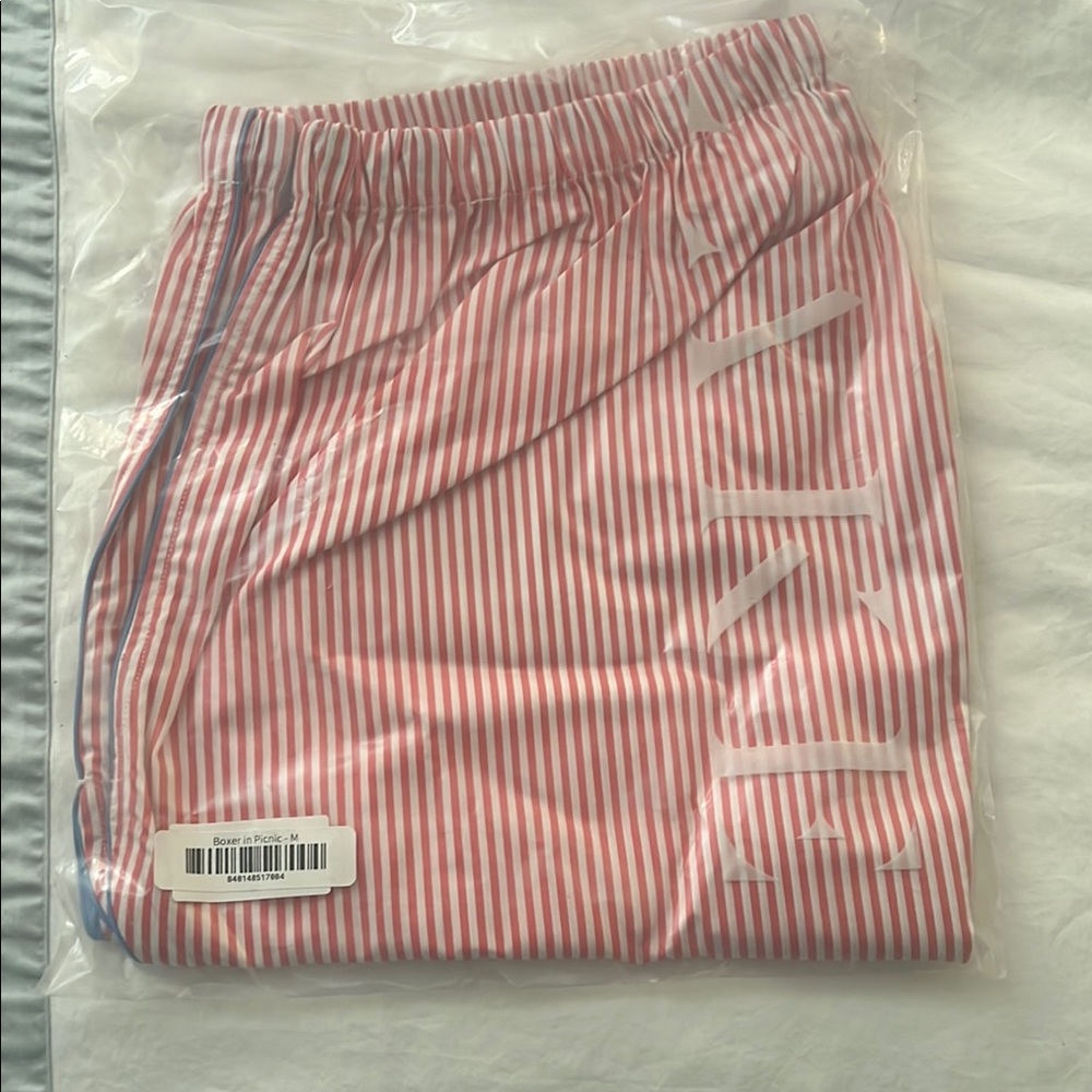 Boxer women’s shorts in picnic red with blue tie LAKE NWT